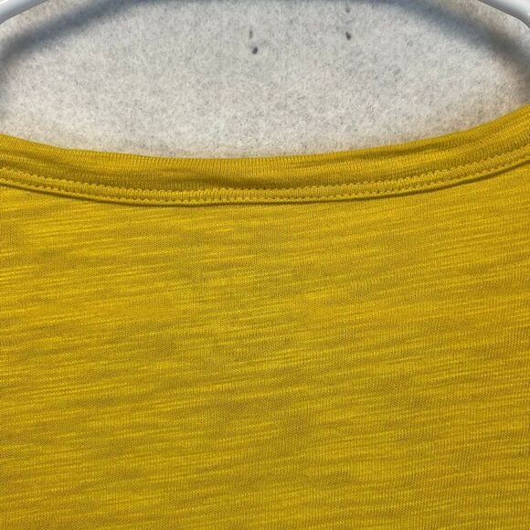 CHICO’S Gathered Sleeve Slub Top 3 (XL) Yellow Short elbow sleeve ruching Tee - Picture 9 of 11